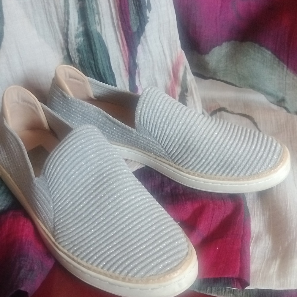 UGG Silver Metallic Slip-on Loafers Size 8